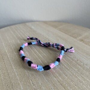 Junia Woven Friendship Bracelet OS Pink Blue Women Handmade Cotton Tie